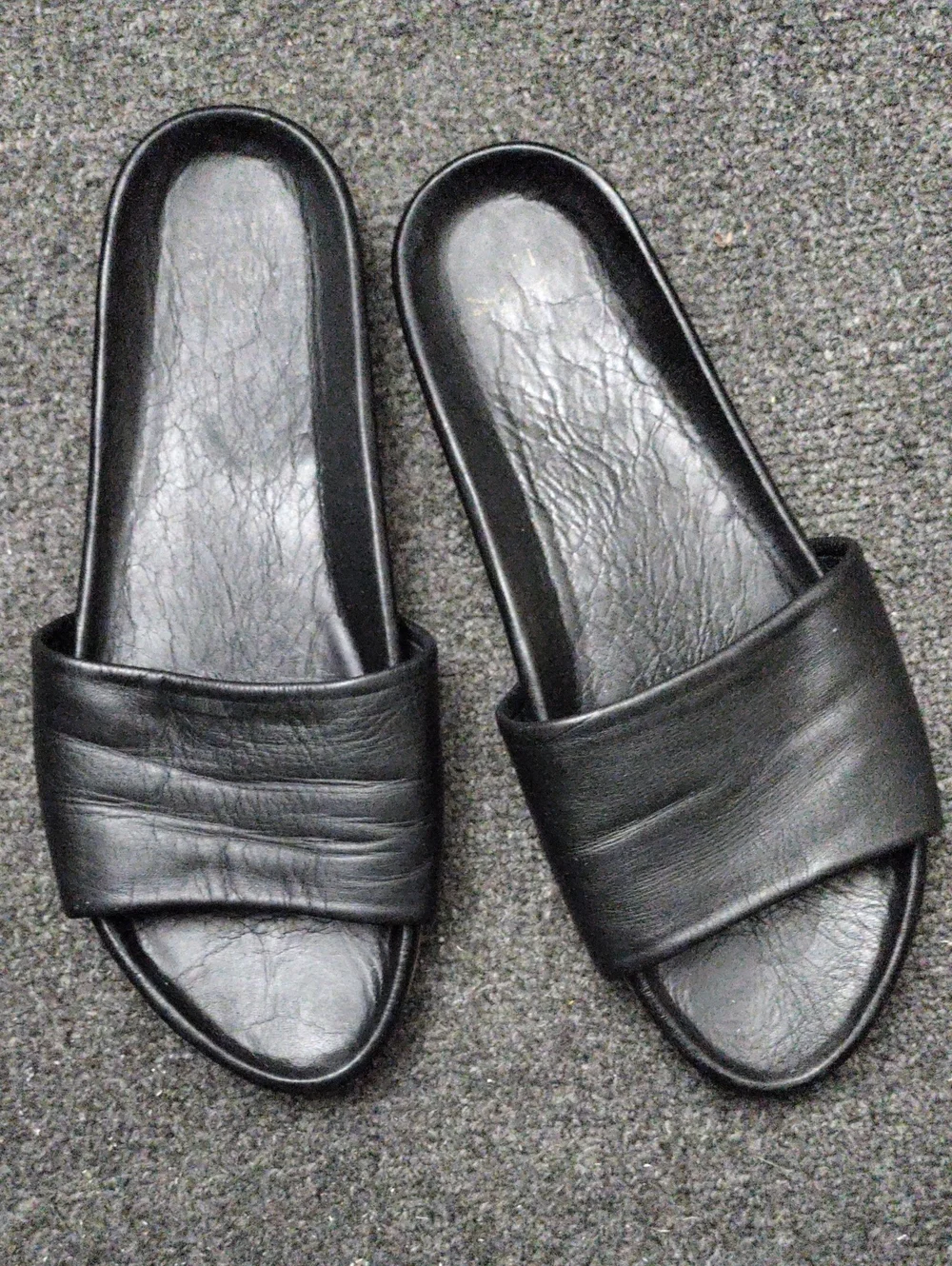 beek Black Leather Slide Sandals